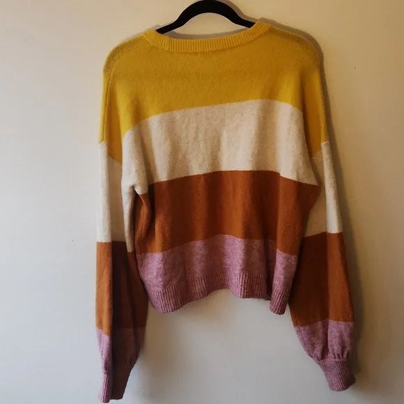 Madewell 'Gladwell' balloon sleeve fuzzy striped sweater - multicolor - Size S - Picture 9 of 10